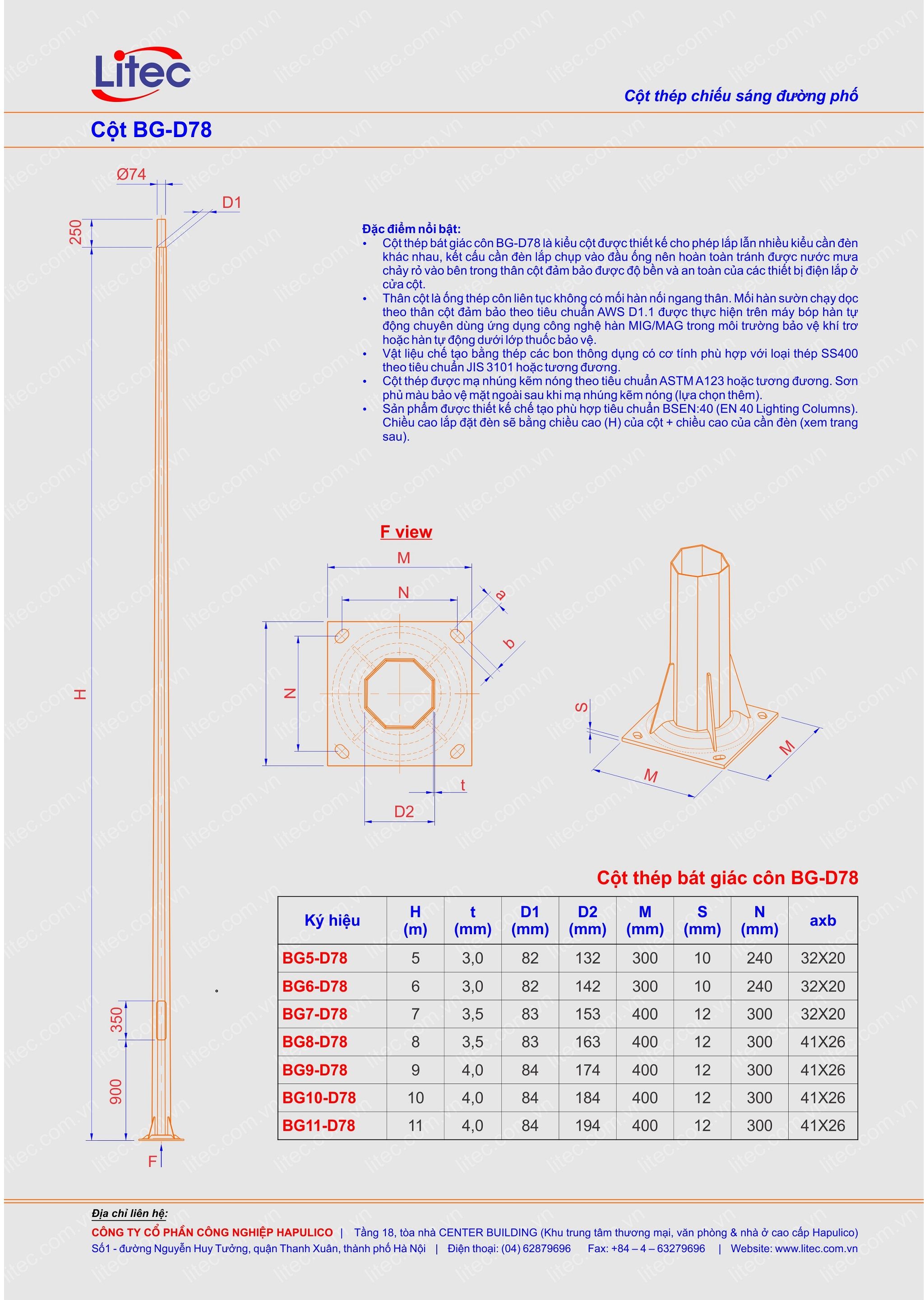 Octagonal Lighting Pole BG-D78